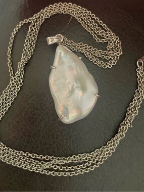 Honora Iridescent Baroque Pearl Pendant Necklace - Silver